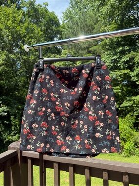 Black skirt with red flowers